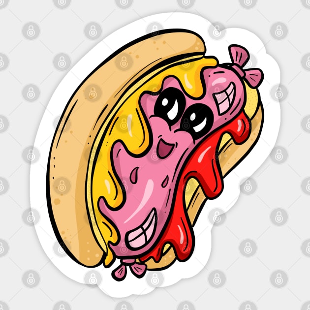 Hotdog Weiner Cartoon Sweet Sally Sticker by Squeeb Creative